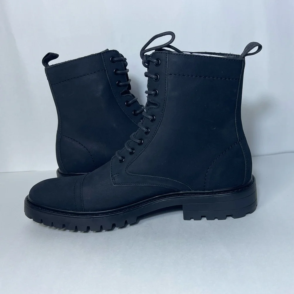 Calvin Klein Black Lorenzo Lace-Up Combat Boots Size 8M NWT With Box
